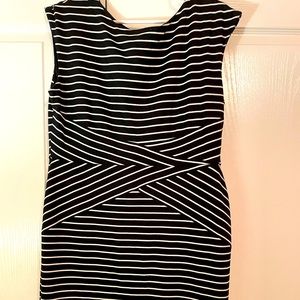 White House & Black Market- Black & White Stripped Dress